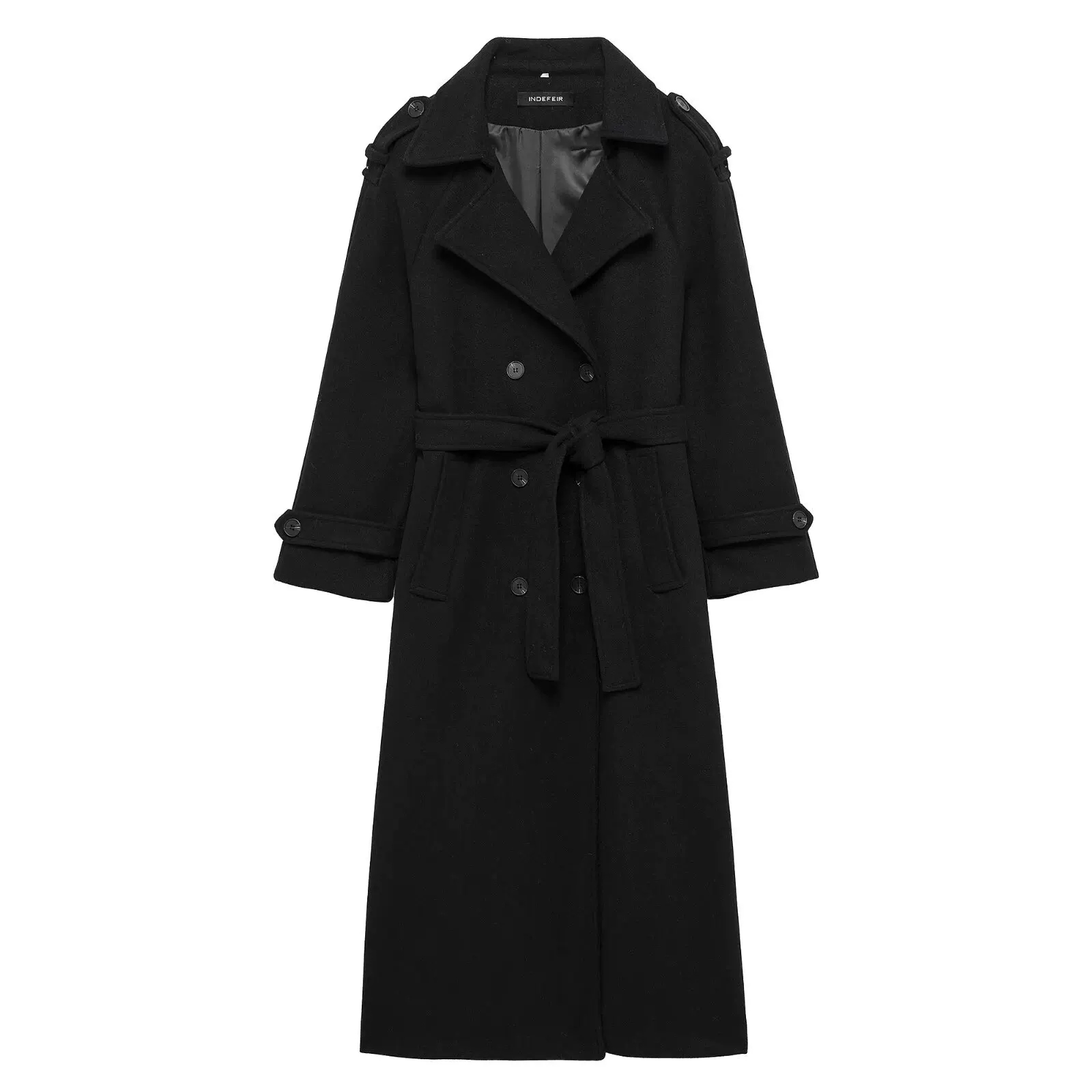 Trench Coat Formal - Women Fashion Black Trench Coat Double