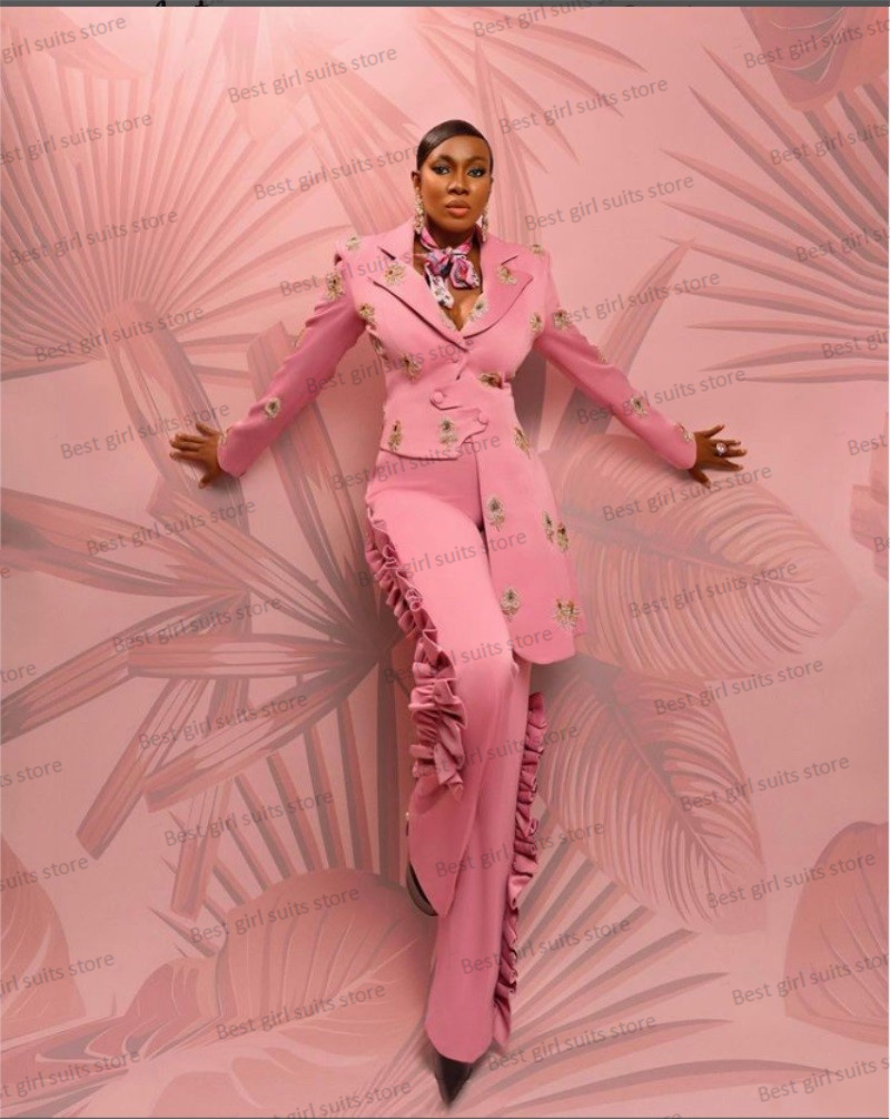 Women'S Formal Wear Wedding - Pink Wedding Women Suit Set Blazer+Straight