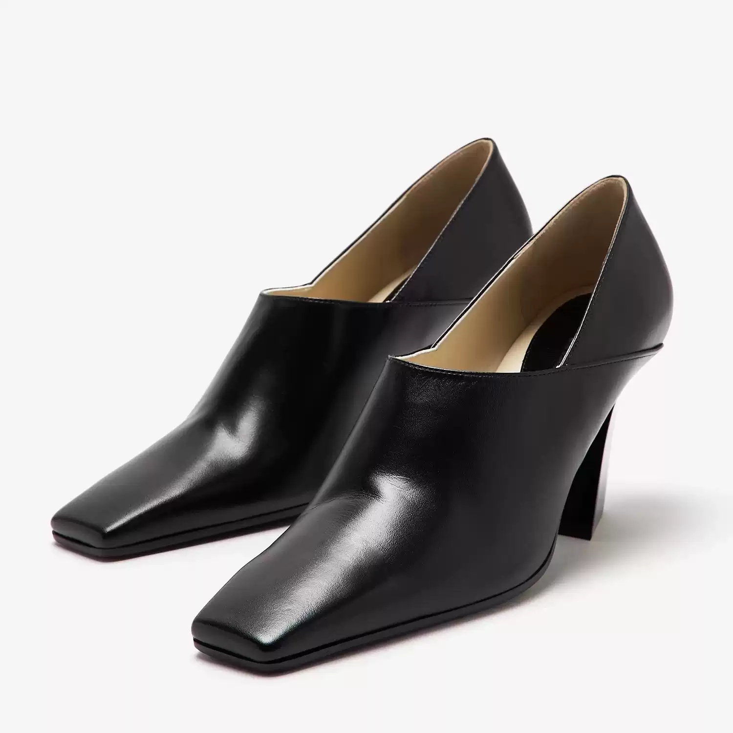 Formal Wear Women'S Loafers - Women's Black Leather Square Toe Block