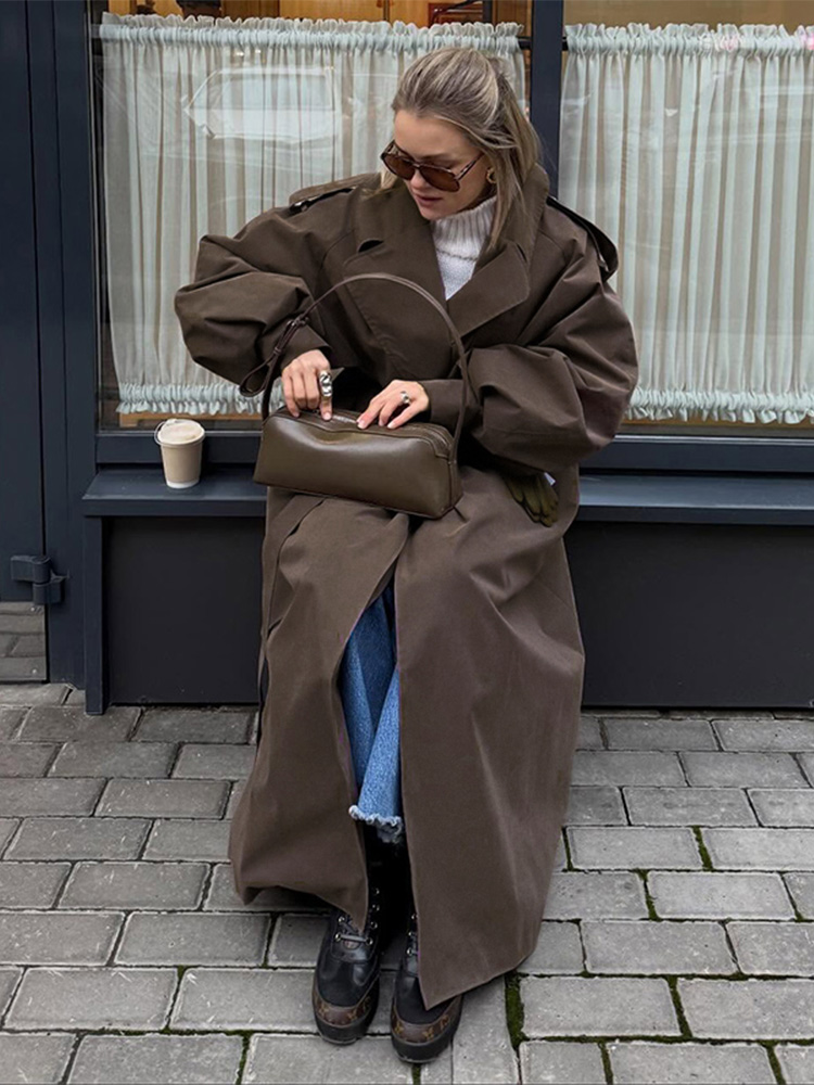 Trench Coat Formal - Loose Solid Windbreaker Women Full Sleeve