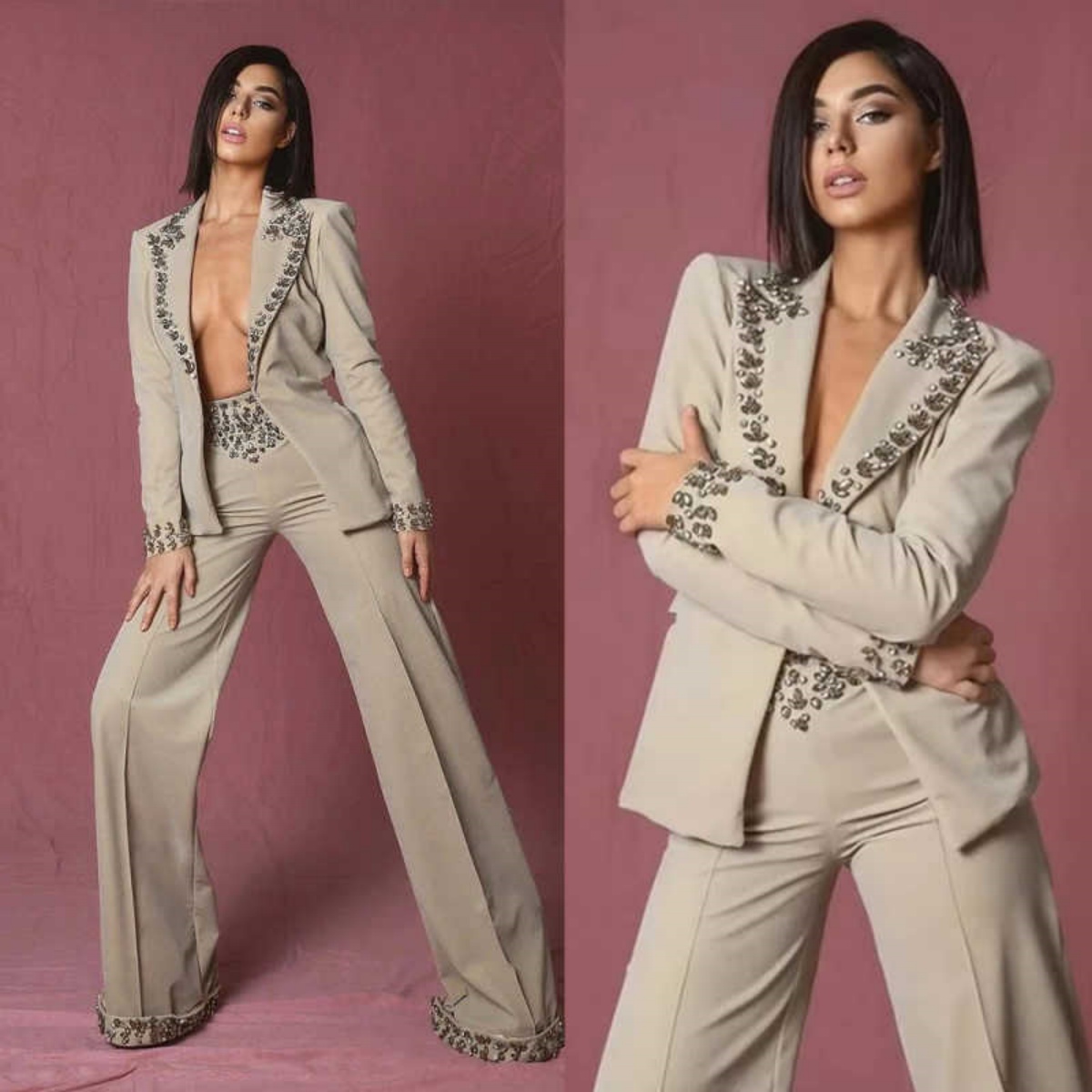 Women'S Formal Wear Wedding - Amazing Rhinestones Women Suit 2 Pieces