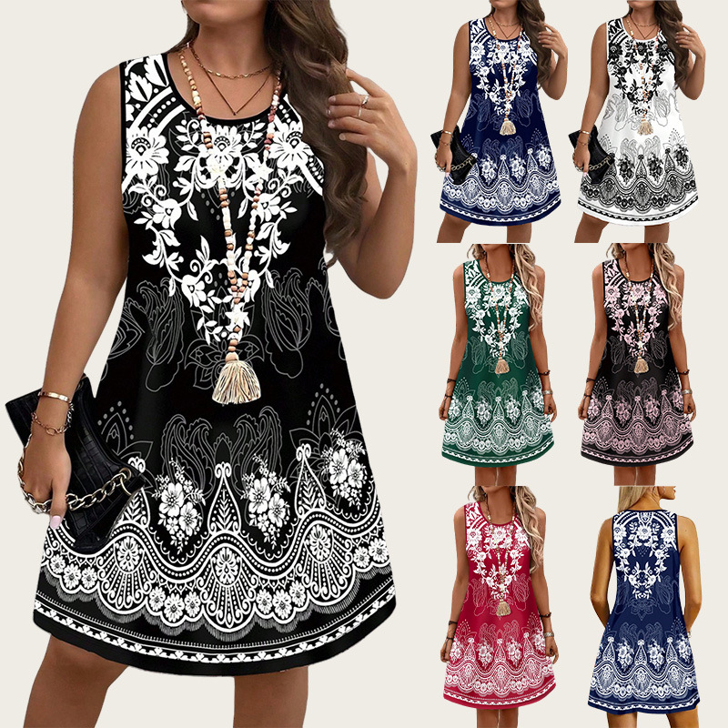 Shift Dress Sleeveless - Ethnic Style Vintage Dresses 2026 Summer