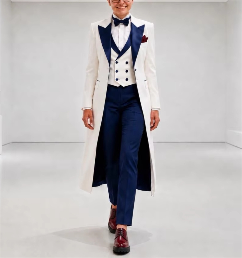 Women'S Formal Wear Wedding - Navy Blue White Women's Jacket Suits