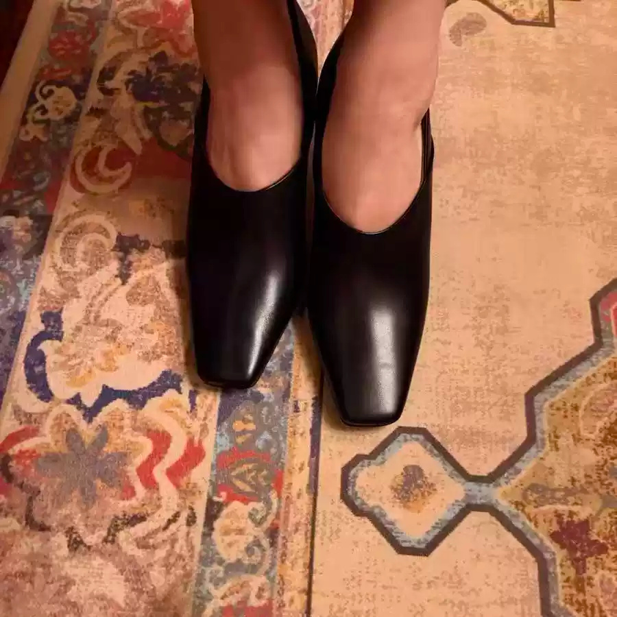 Women's Black Leather Square T - Formal Wear Women'S Loafers recension och pris