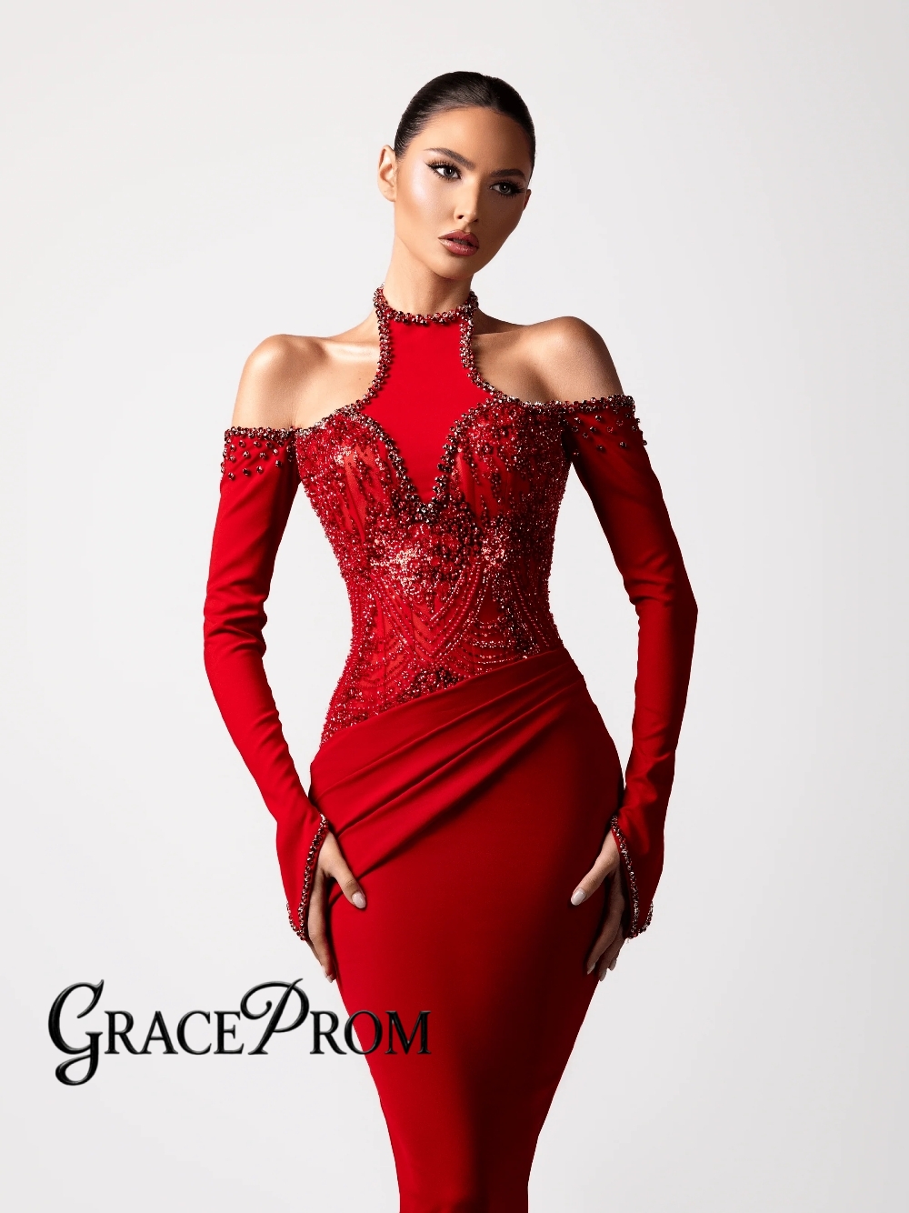 Red Sexy Halter Evening Dress  - Formal Gala Wear Women recension och pris