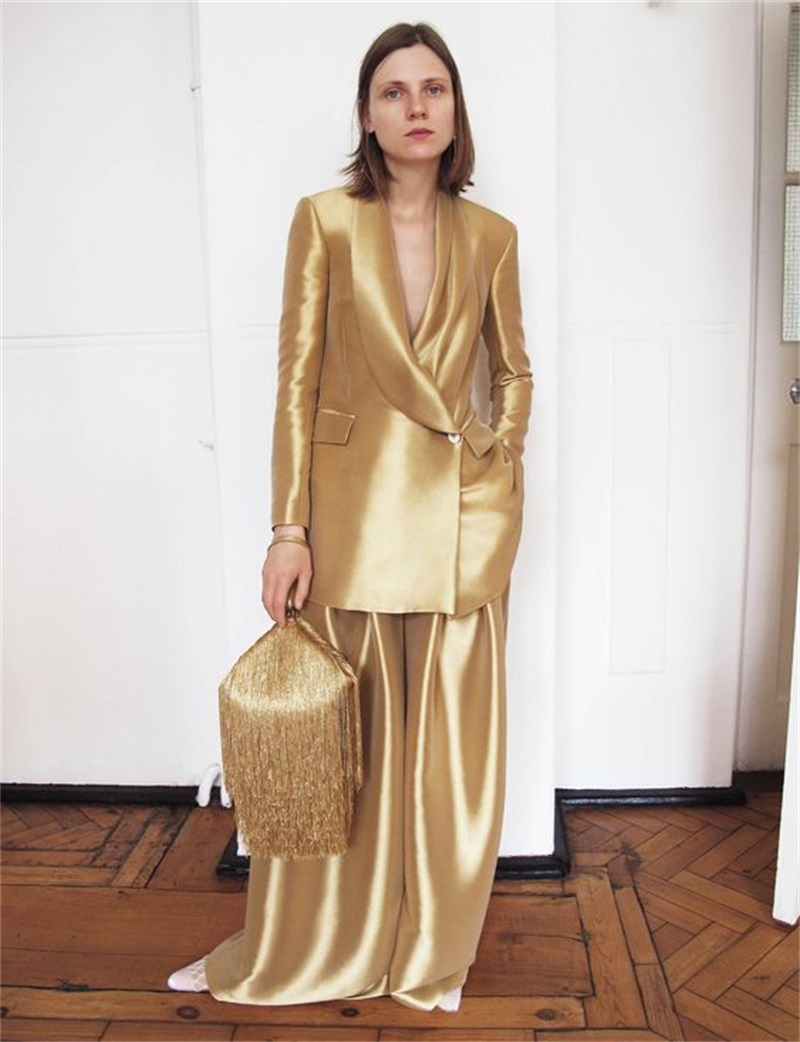 Gold Silk Satin Women Suits Of - Women'S Formal Wear Wedding recension och pris