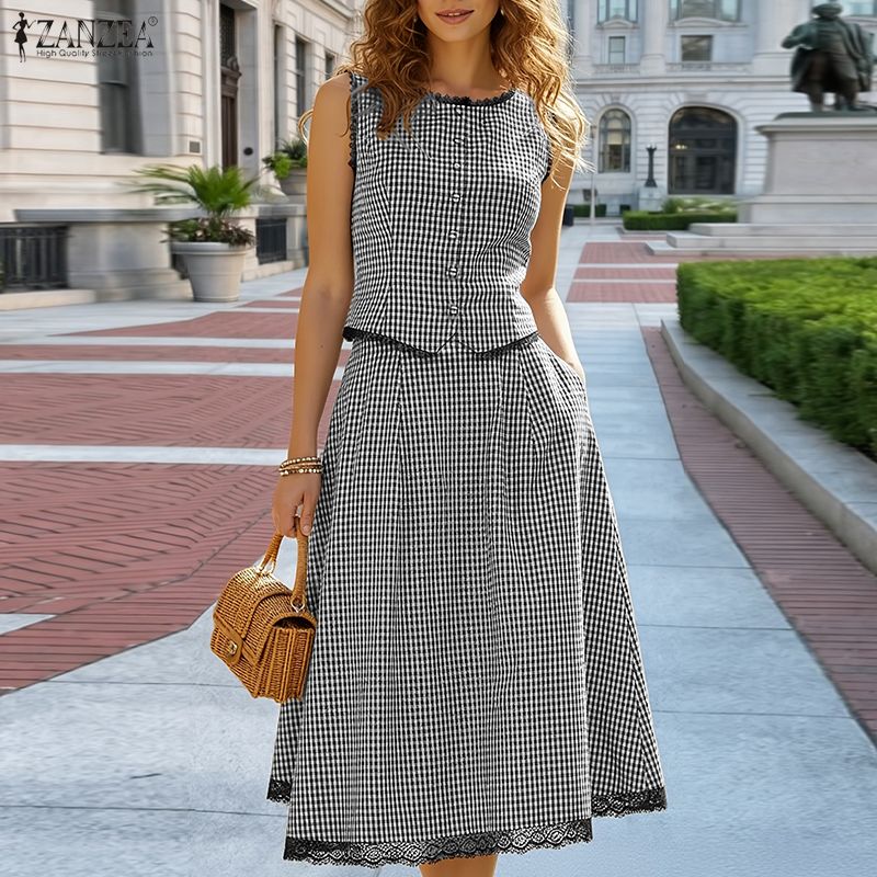 Elegant Women 2 Pieces Sets ZA - Shift Dress Sleeveless recension och pris