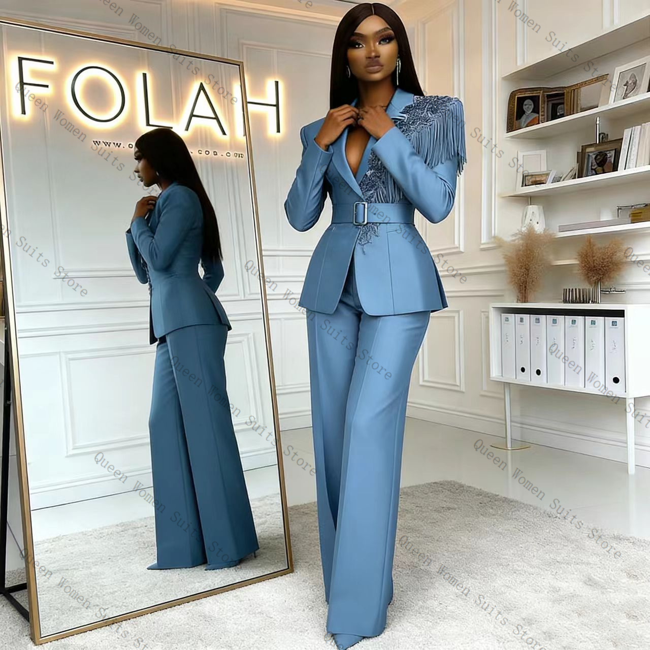 Tassel Blue Women Suit Pants S - Women'S Formal Wear Wedding recension och pris