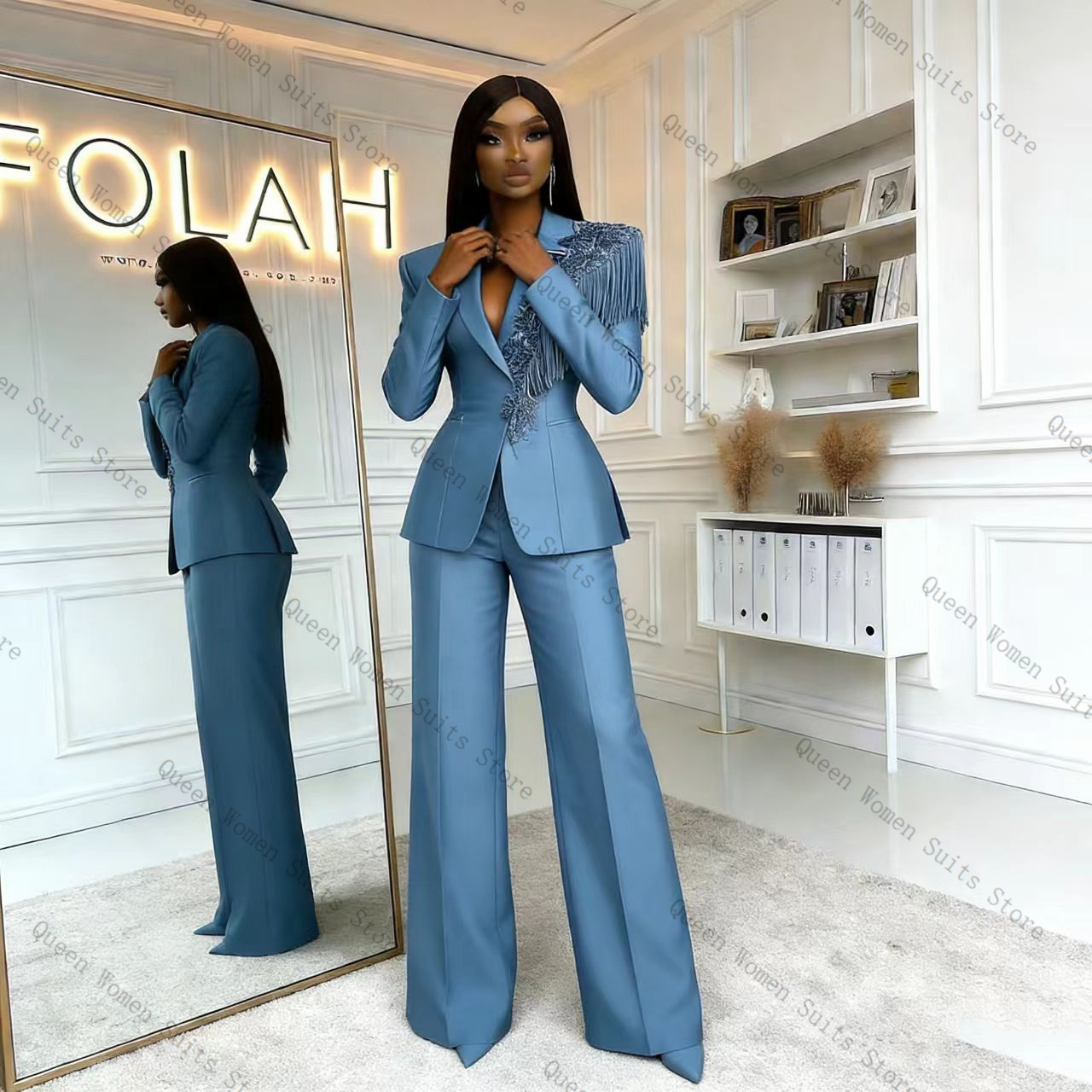 Tassel Blue Women Suit Pants S - Women'S Formal Wear Wedding recension och pris