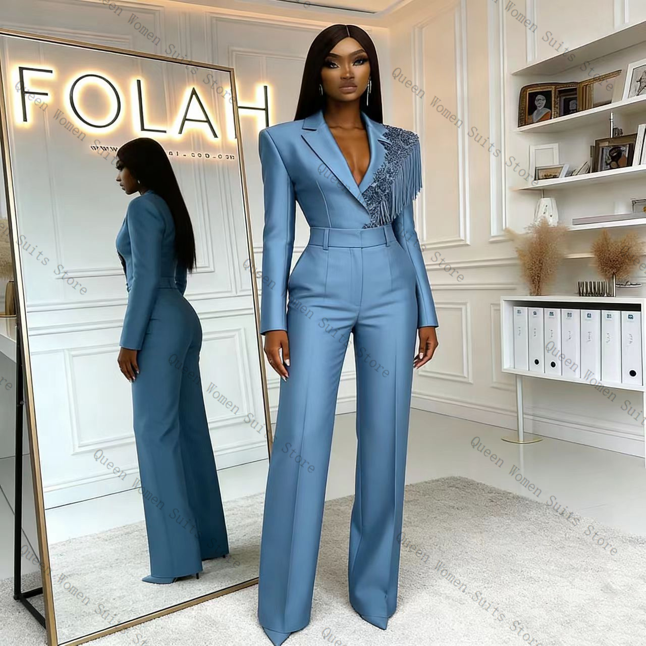 Tassel Blue Women Suit Pants S - Women'S Formal Wear Wedding recension och pris