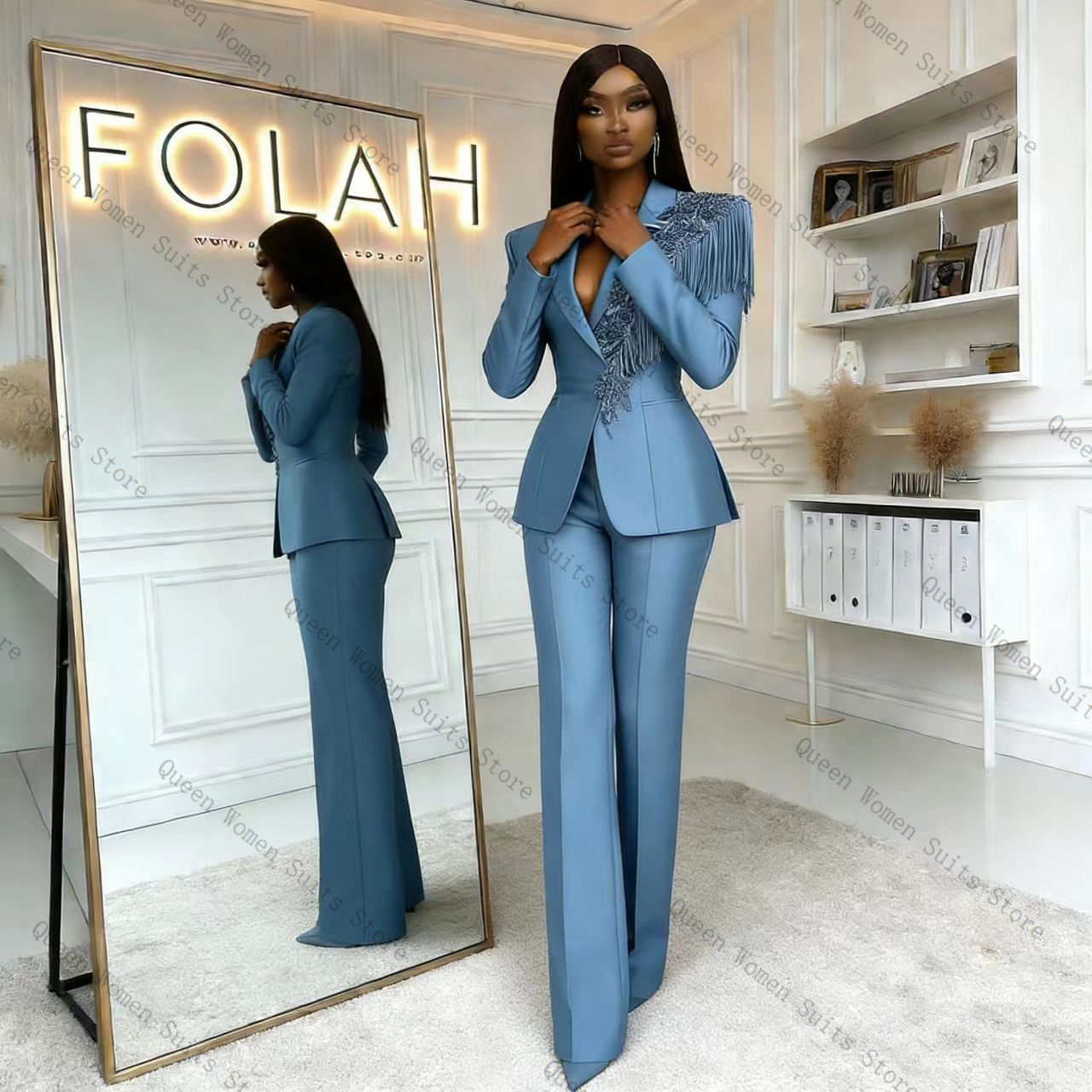 Tassel Blue Women Suit Pants S - Women'S Formal Wear Wedding recension och pris