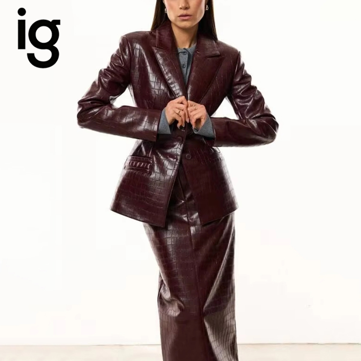 IG Women Burgundy Croc Faux Le - Woman Formal Wear recension och pris