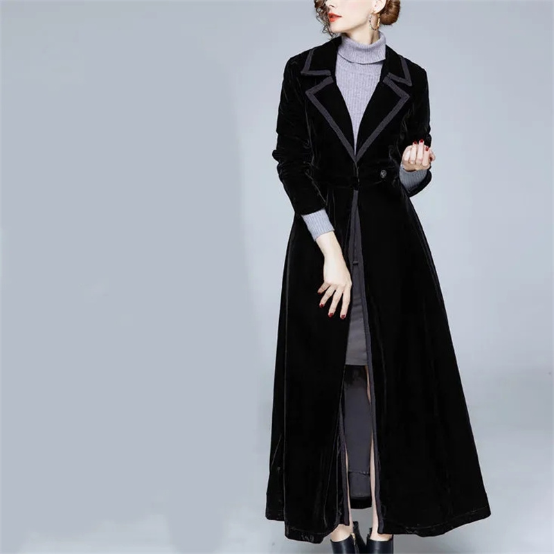 Golden Velvet Long Windbreaker - Trench Coat Formal recension och pris