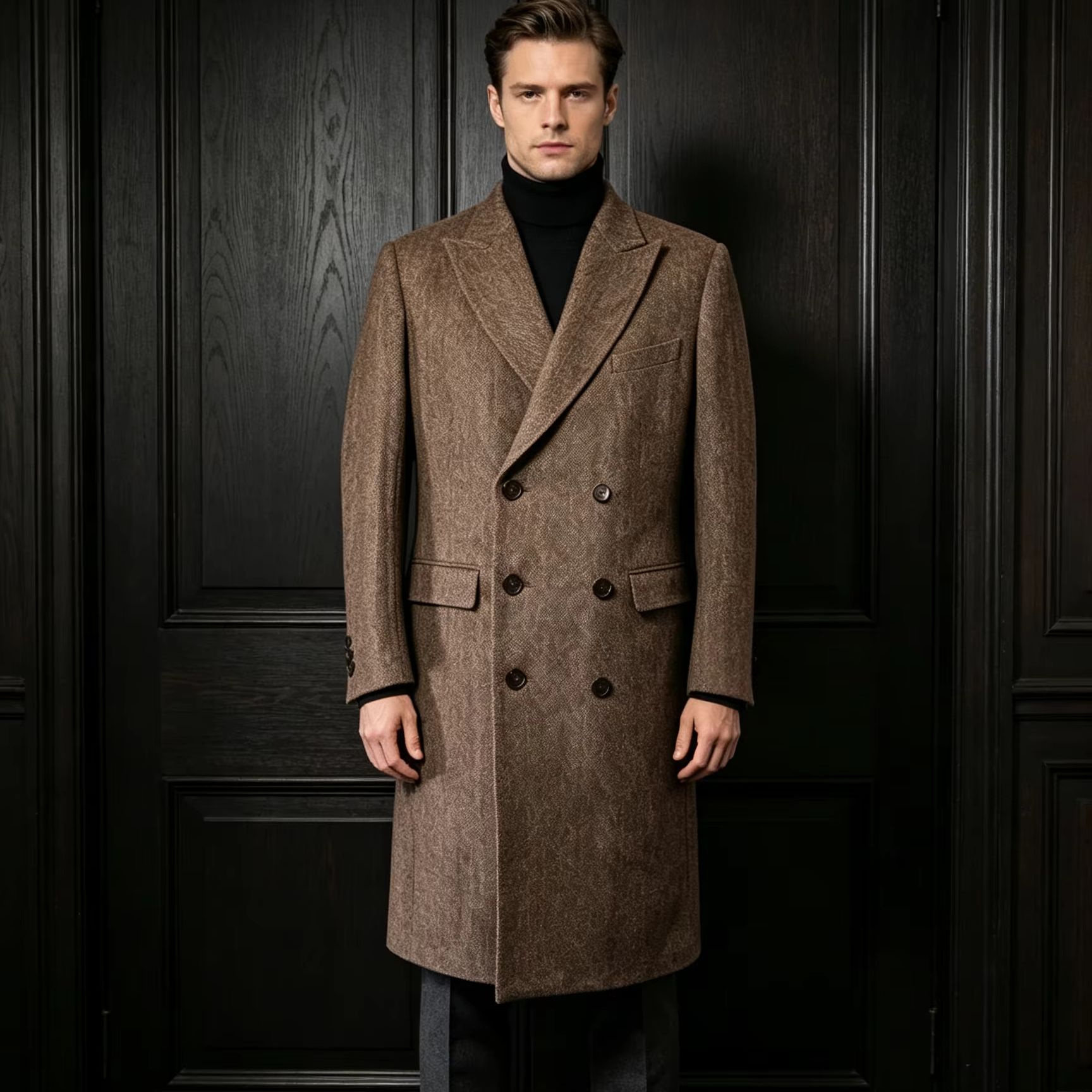 Men 100% Pure Wool Long Overco - Trench Coat Formal recension och pris