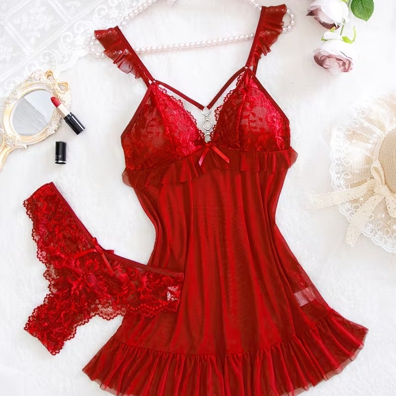 2026 New Red Sexy Lingerie Set - Women'S Formal Wear Wedding recension och pris