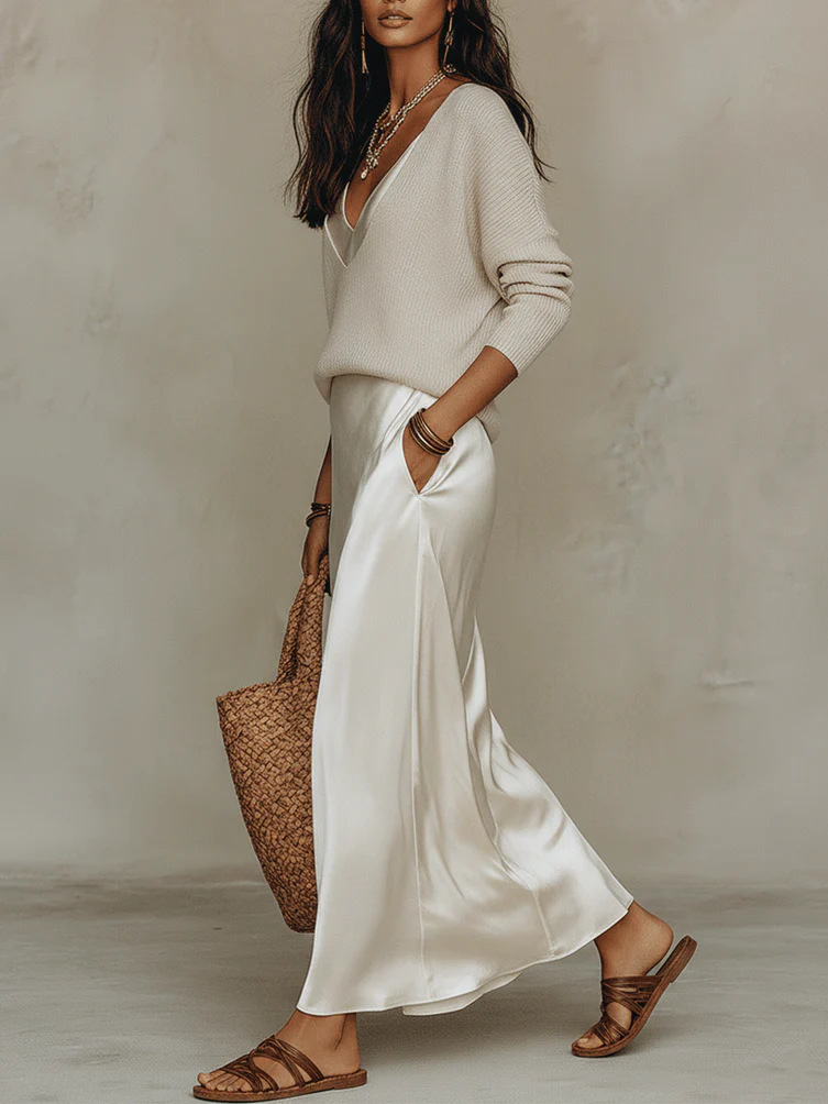 Chic Women's Satin Maxi Dress  - Shift Dress Sleeveless recension och pris