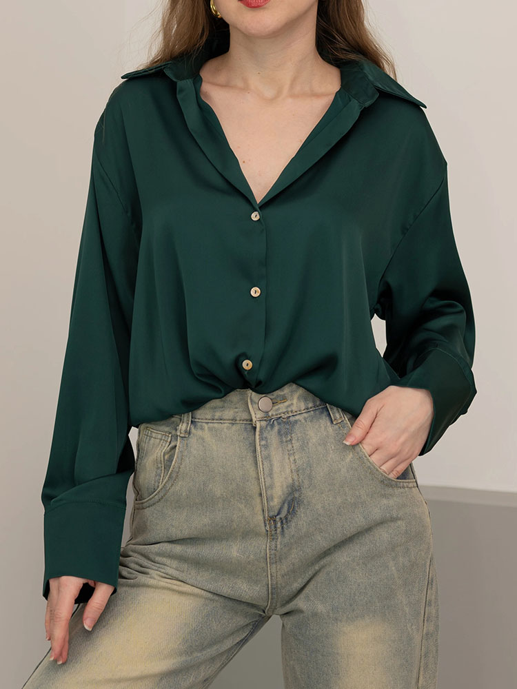 Female Button Silk for Women E - Women Formal Wear Winter recension och pris