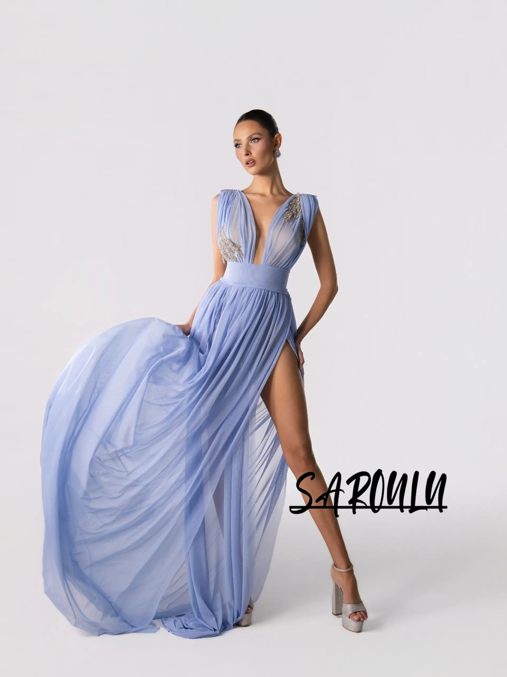 Light Blue Sexy Deep V Neck Ev - Formal Gala Wear Women recension och pris