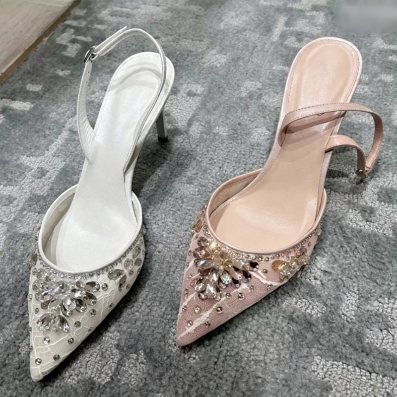 Sparkling Rhinestone White Lac - Slingback Heel Formal recension och pris