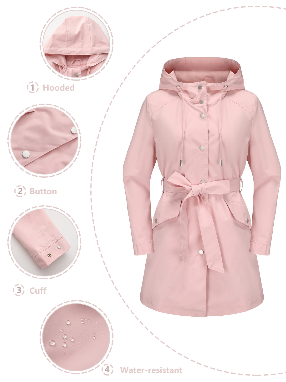 Spring Autumn New Hooded Water - Trench Coat Formal recension och pris