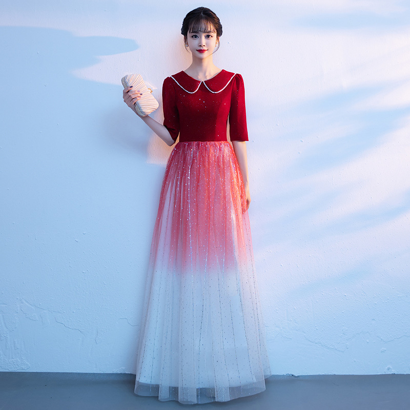 Ele Red Evening Gown for Women - Women Formal Wear For Meeting recension och pris