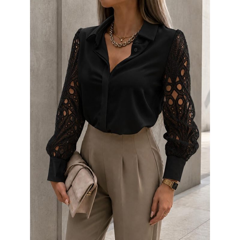 Women Button Down Satin Blouse - Women Formal Wear For Meeting recension och pris